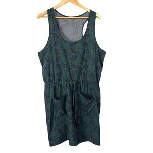 Toad&Co Livvy Sleeveless Dress L Abstract Racerback Moisture Wicking Gorpcore